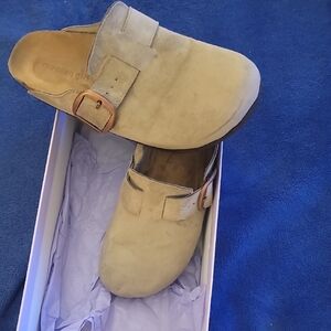 Madden Girl Beige Suede Slip-On Clogs